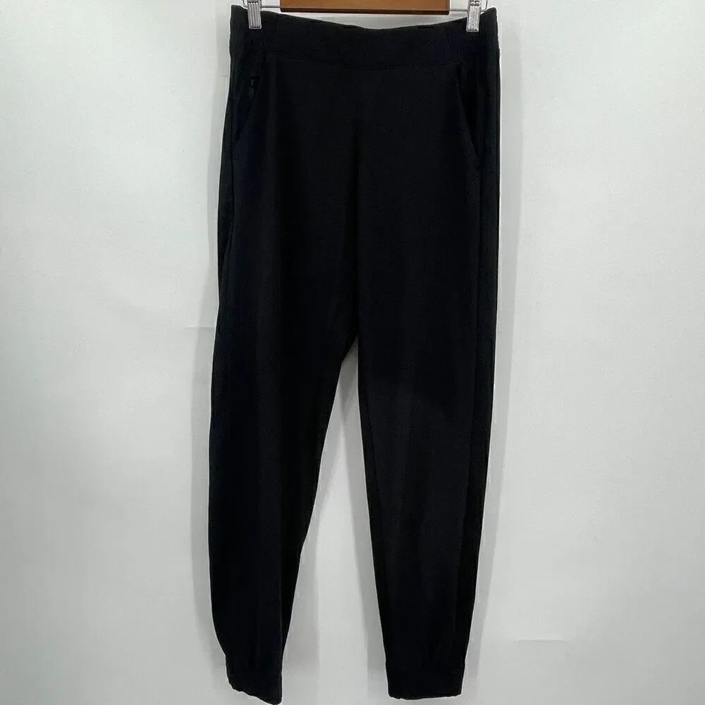 Athleta Black Textured High Rise Elastic Waist Brooklyn Jogger Pants Size 4